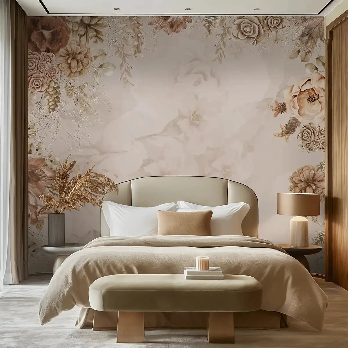 Wallpaper installation material and finished wall detail 6