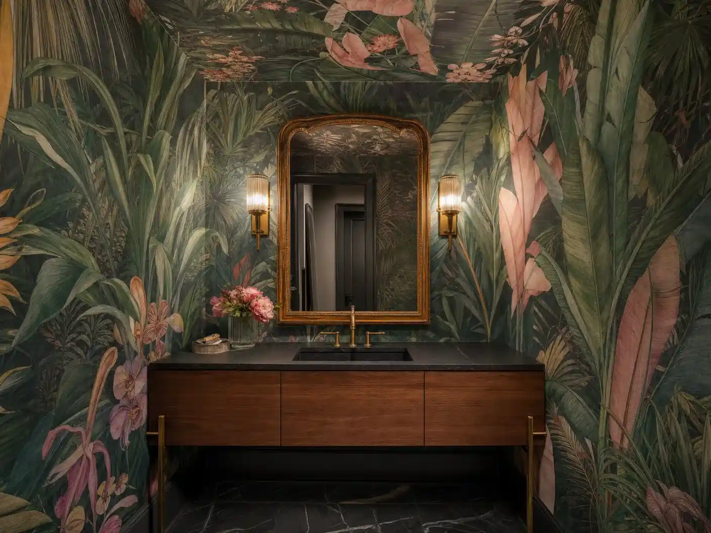 Murals & large-format prints work detail in a Los Angeles interior