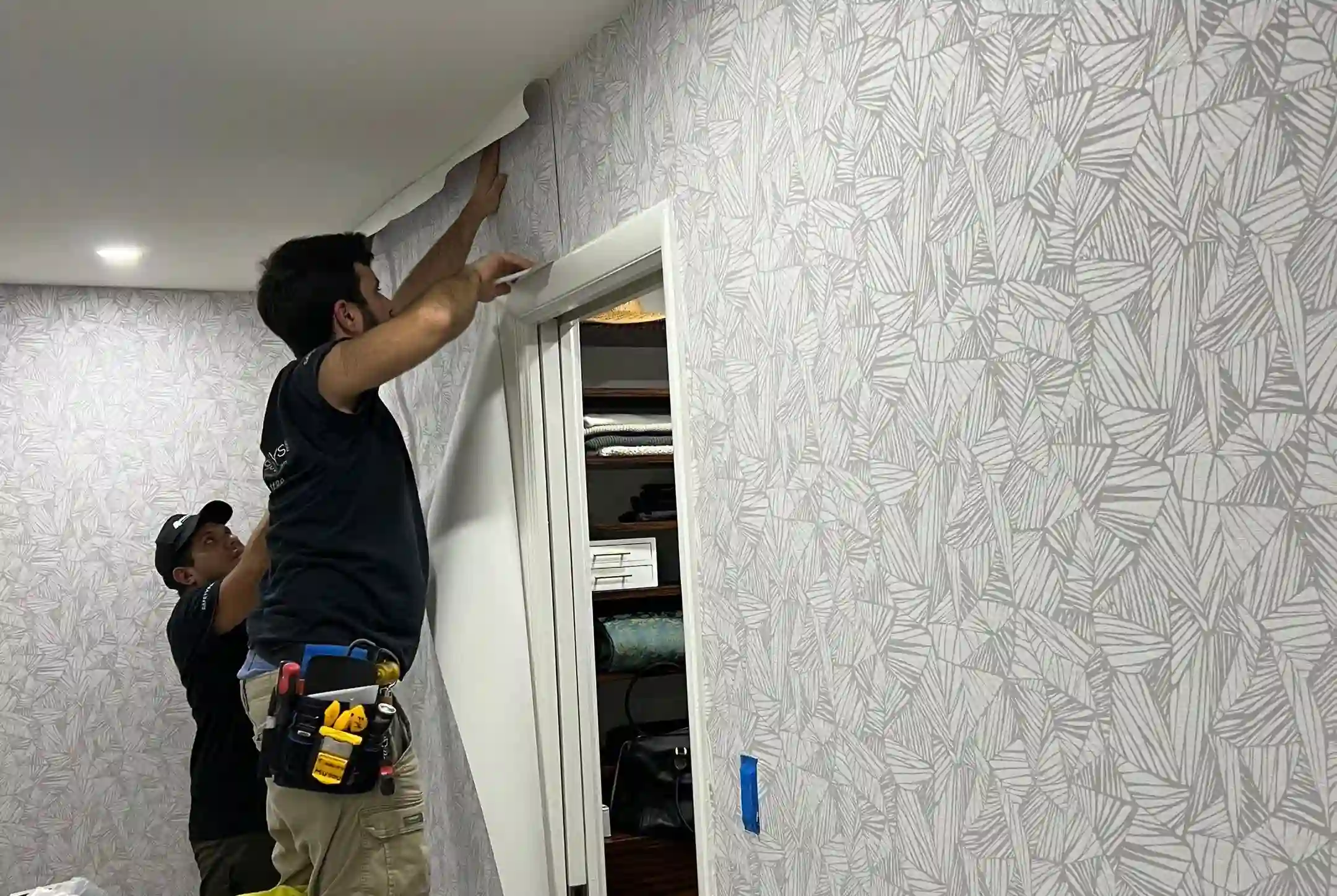 Wall repair & surface prep work detail in a Los Angeles interior